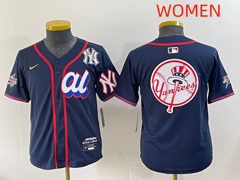 Women 2025 New York Yankees Blank Drak Blue All star Blank Blue Nike MLB Jersey style 8